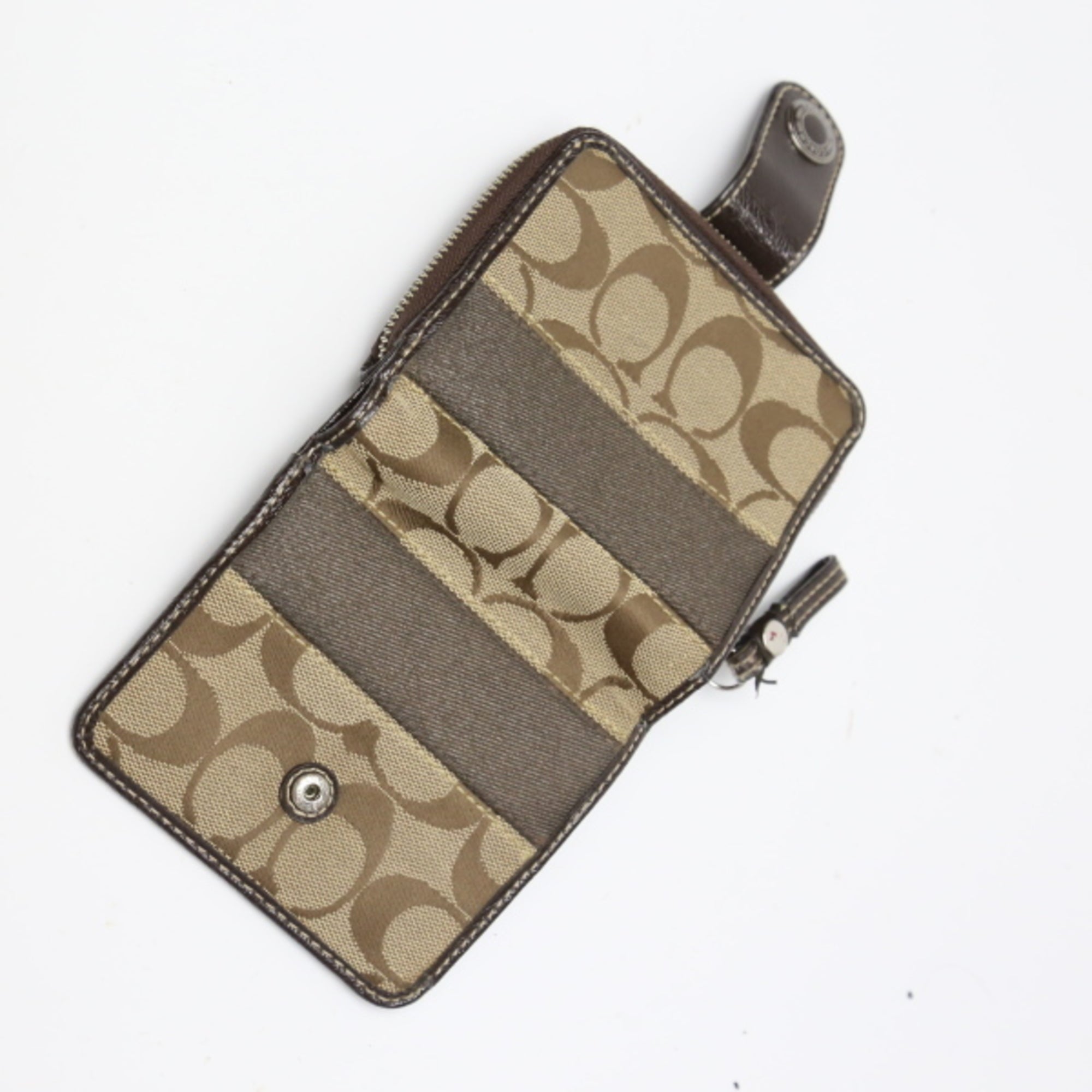 Coach Beige Brown Signature Line Wallet (Bi-Fold) (Pre-Owned)