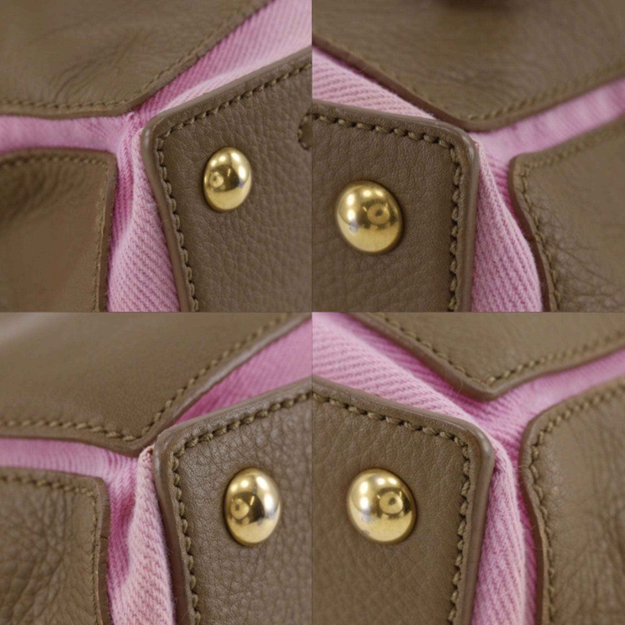 Yves Saint Laurent Brown Pink Leather Canvas Handbag (Pre-Owned)