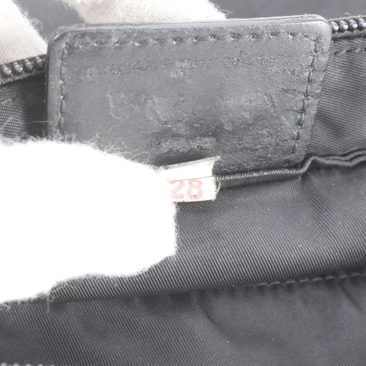 Prada Black White Leather Nylon Shoulder Bag (Pre-Owned)