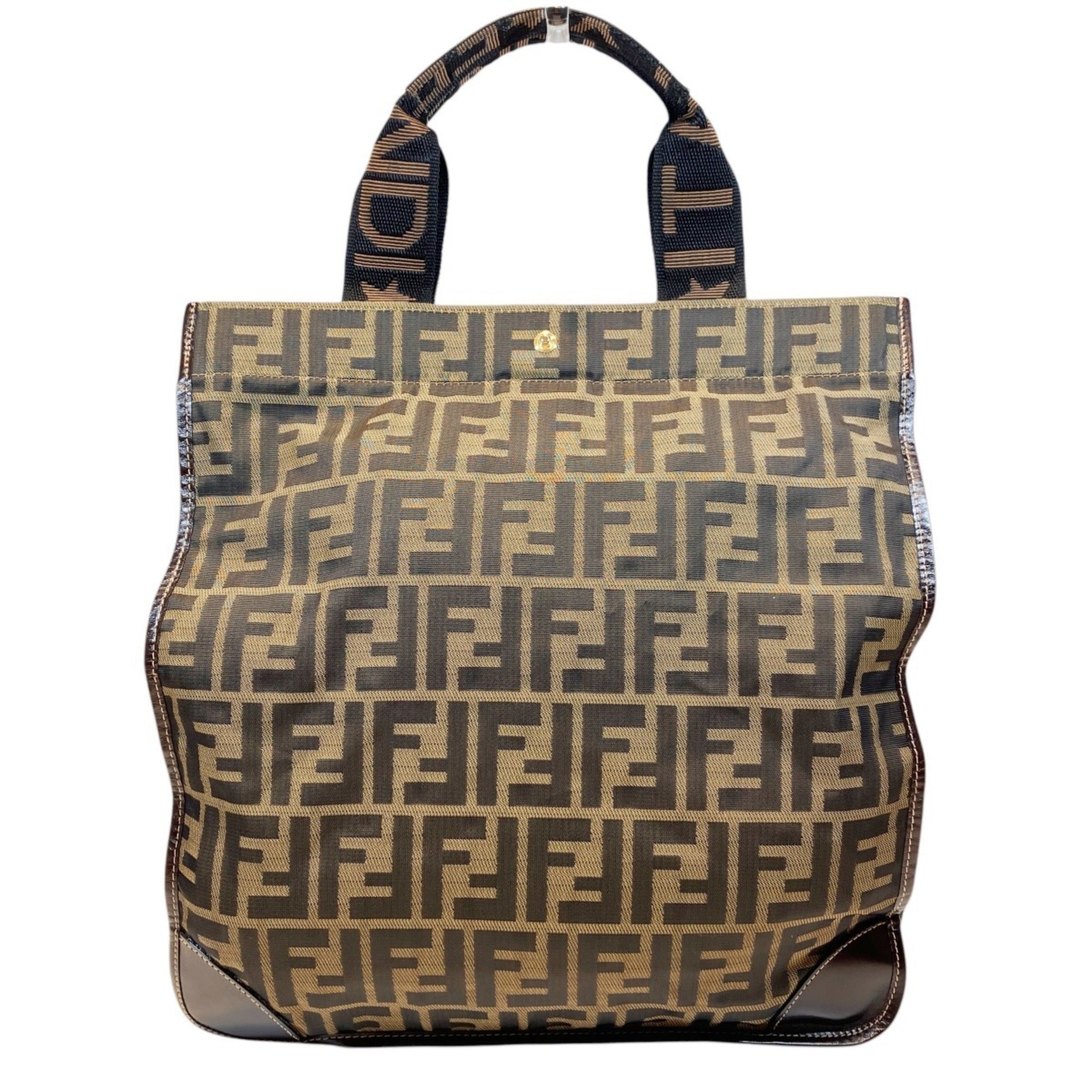 Fendi Zucca Brown Canvas Leather Tote Bag (Pre-Owned)