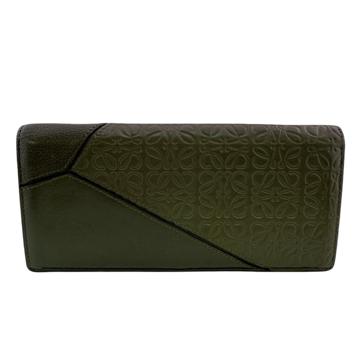 Loewe Black Green Khaki Leather Long Wallet (Bi-Fold) (Pre-Owned)