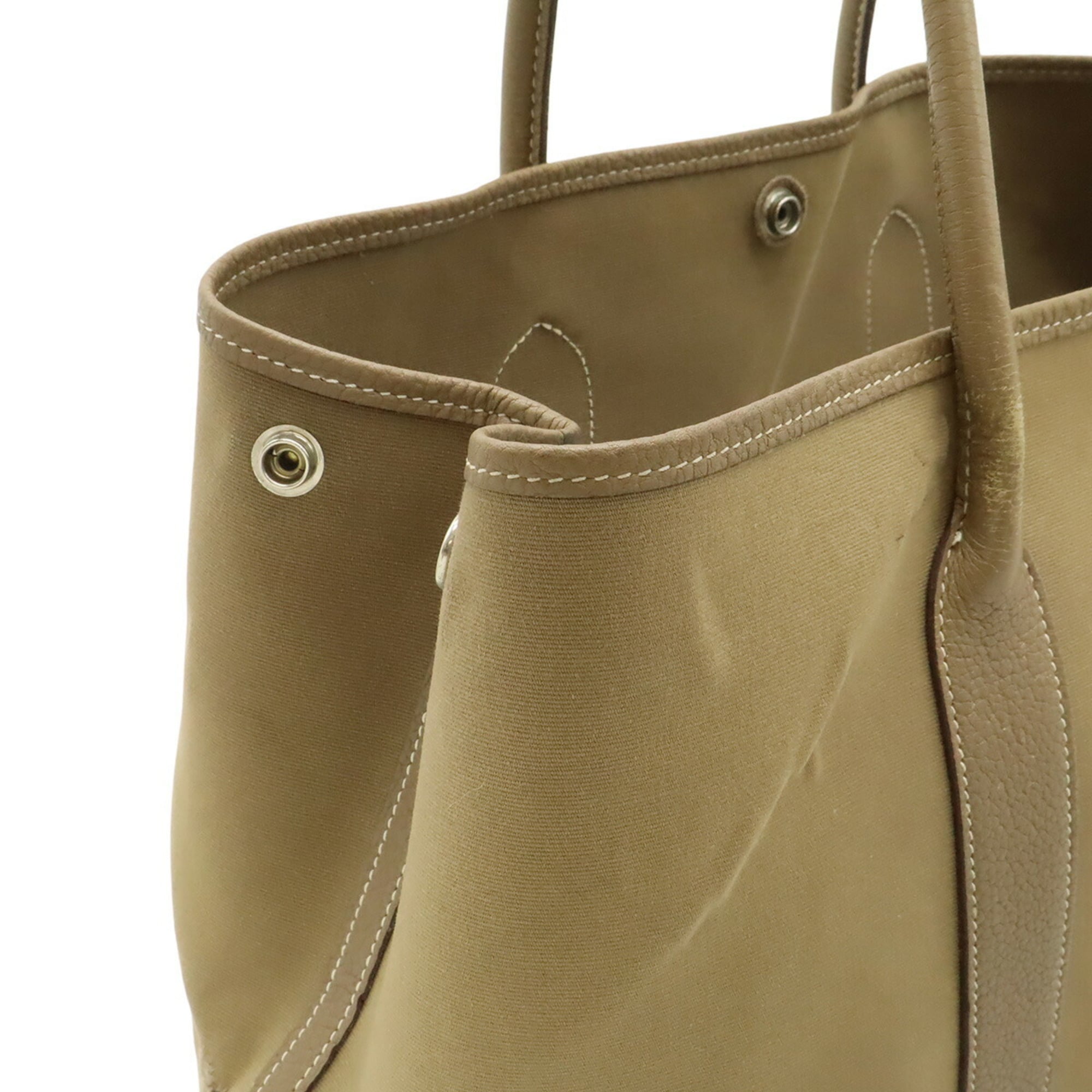 Hermes Beige Brown Toile Officier Handbag Tote Bag (Pre-Owned)