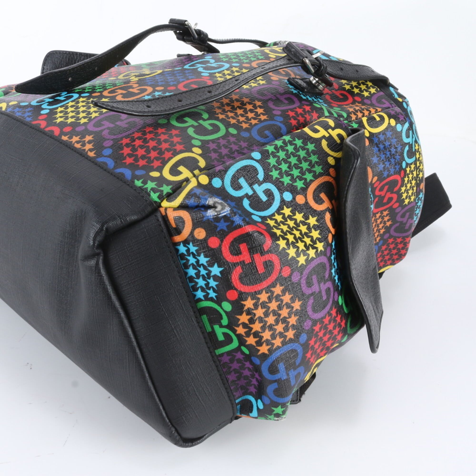 Gucci Multi-Color Leather Coated Canvas Backpack Shoulder Bag (Pre-Owned)