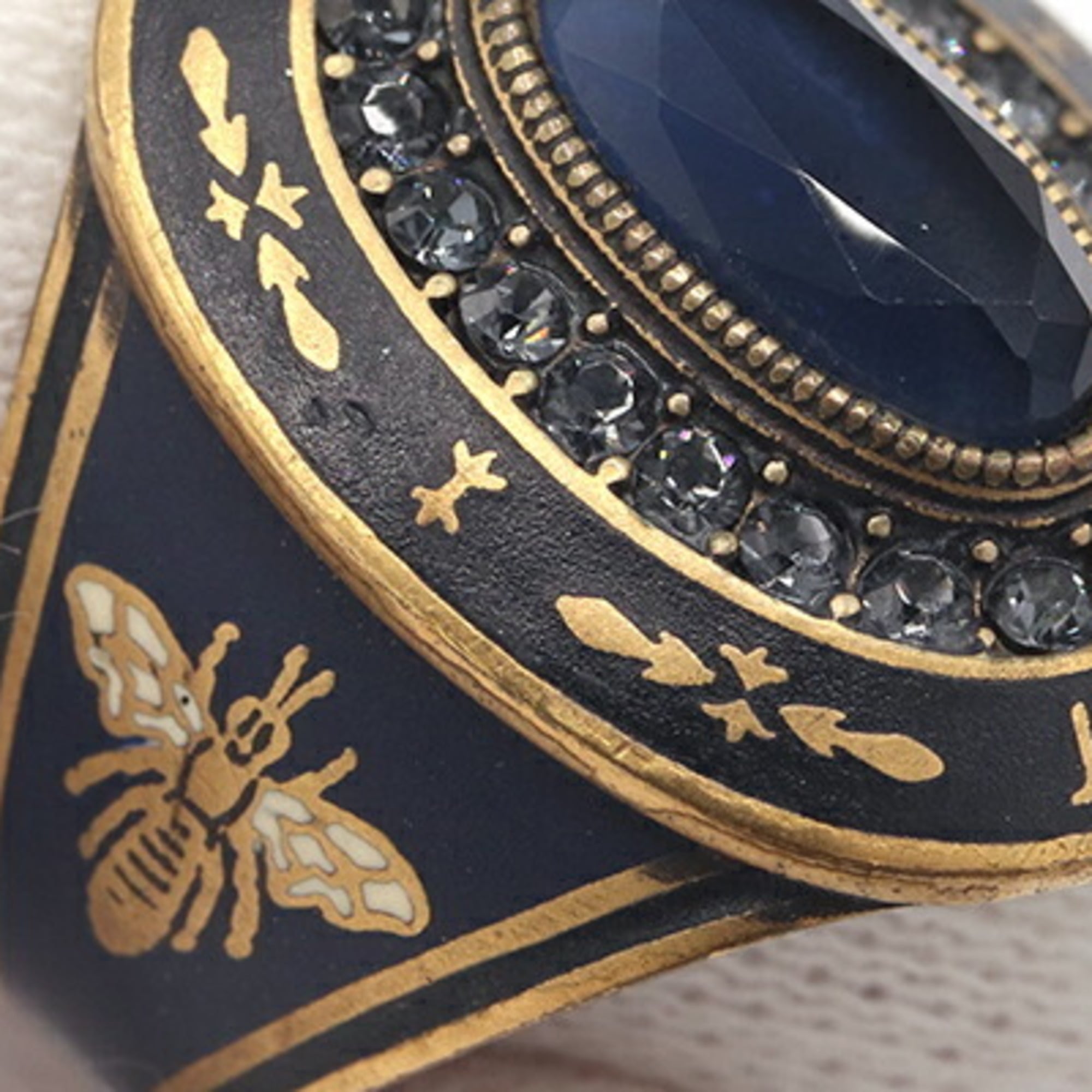 Christian Dior Black Navy Metal Band Ring (Pre-Owned)