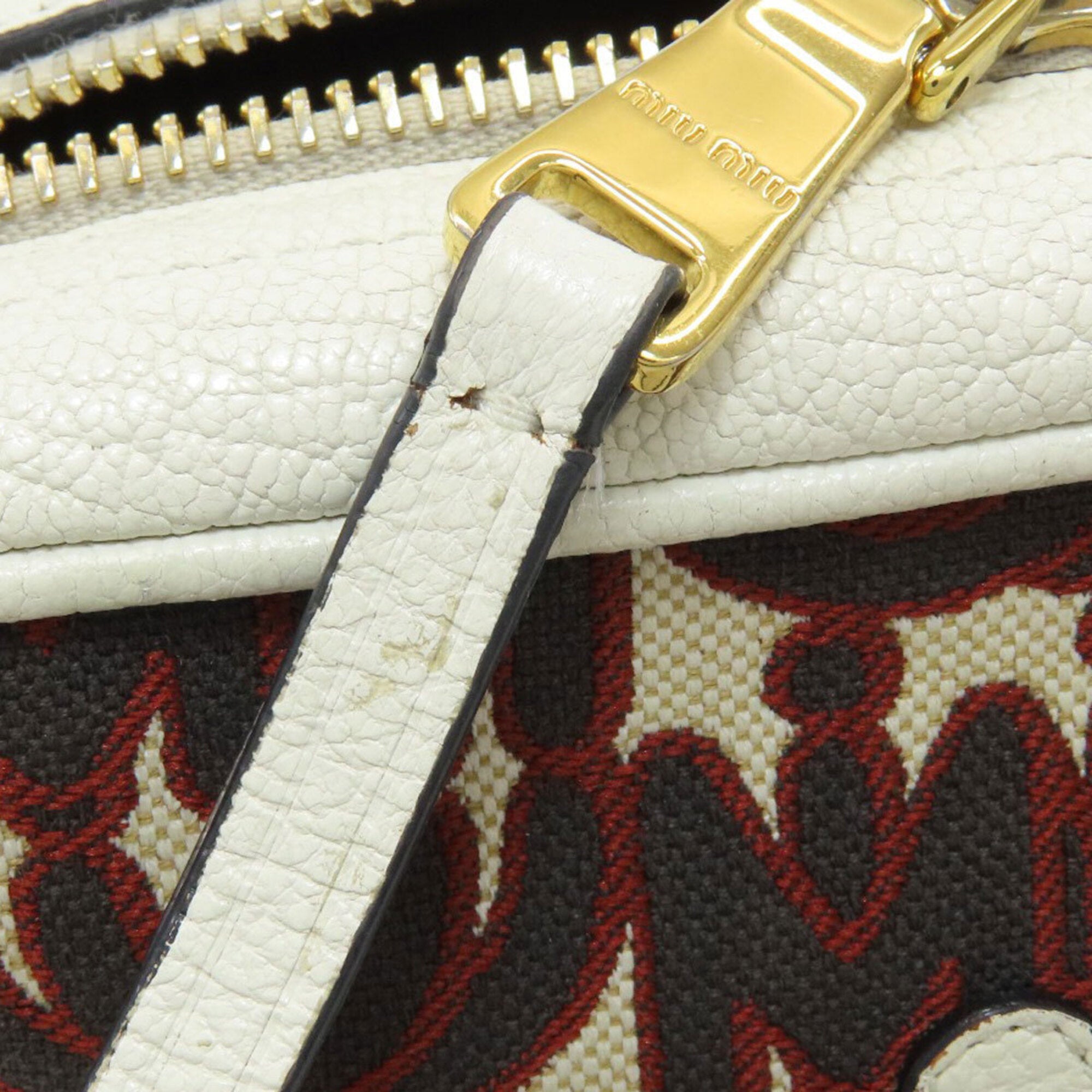 Miu Miu Brown White Leather Shoulder Bag (Pre-Owned)