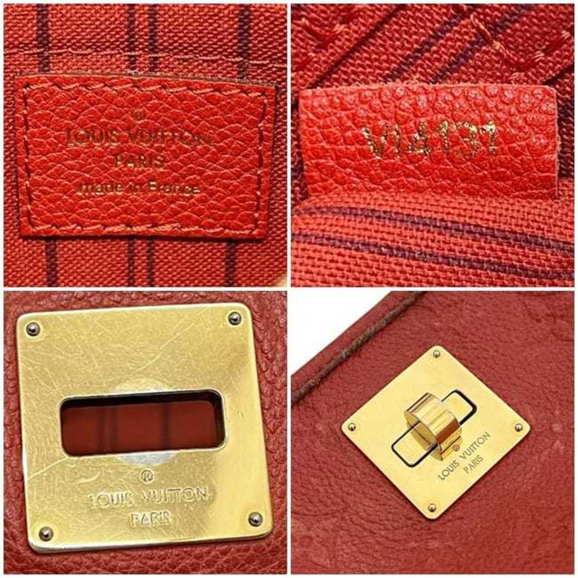 Louis Vuitton Monogram Empreinte Auriane Red Color Leather Tote Bag (Pre-Owned)