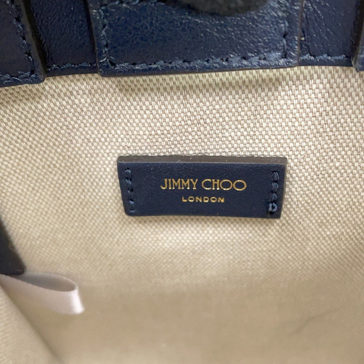 Jimmy Choo Blue Navy Canvas Leather Handbag Shoulder Bag (Pre-Owned)