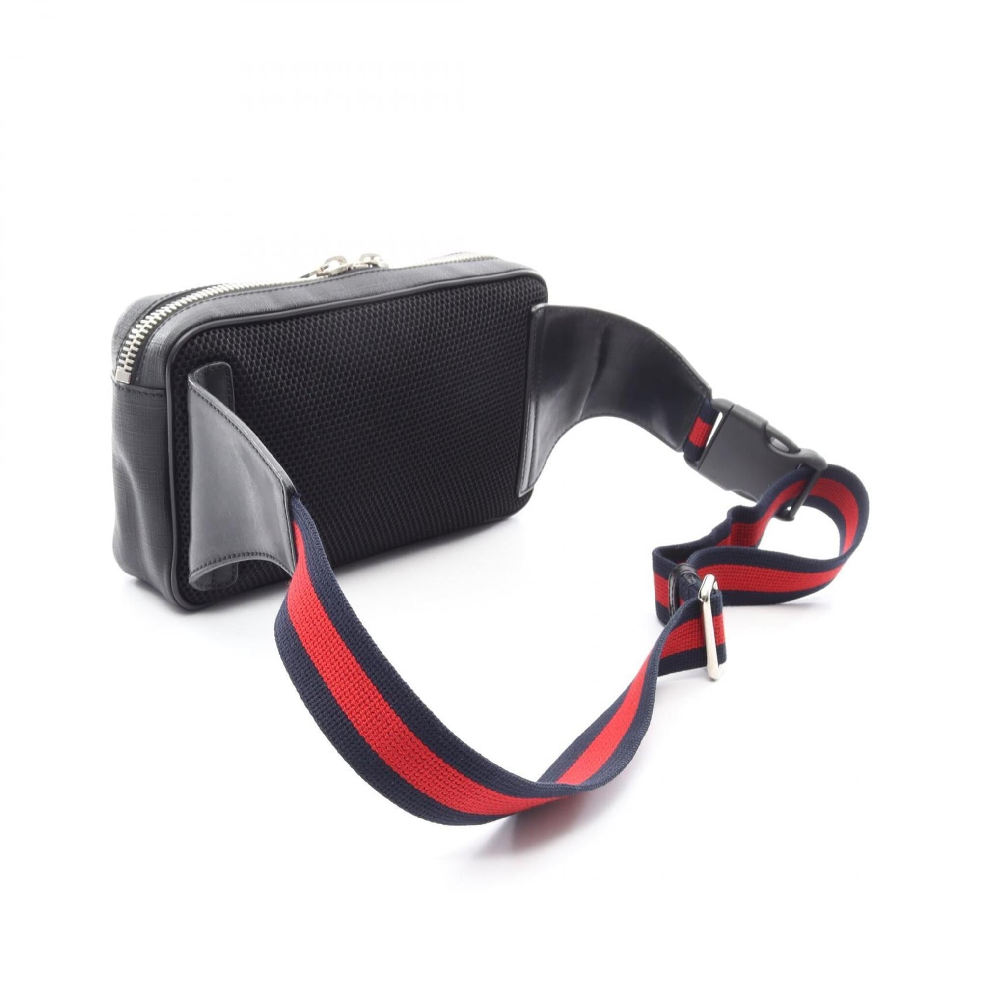 Gucci Black Gray Pvc Coated Canvas Leather Fanny Pack (Pre-Owned)
