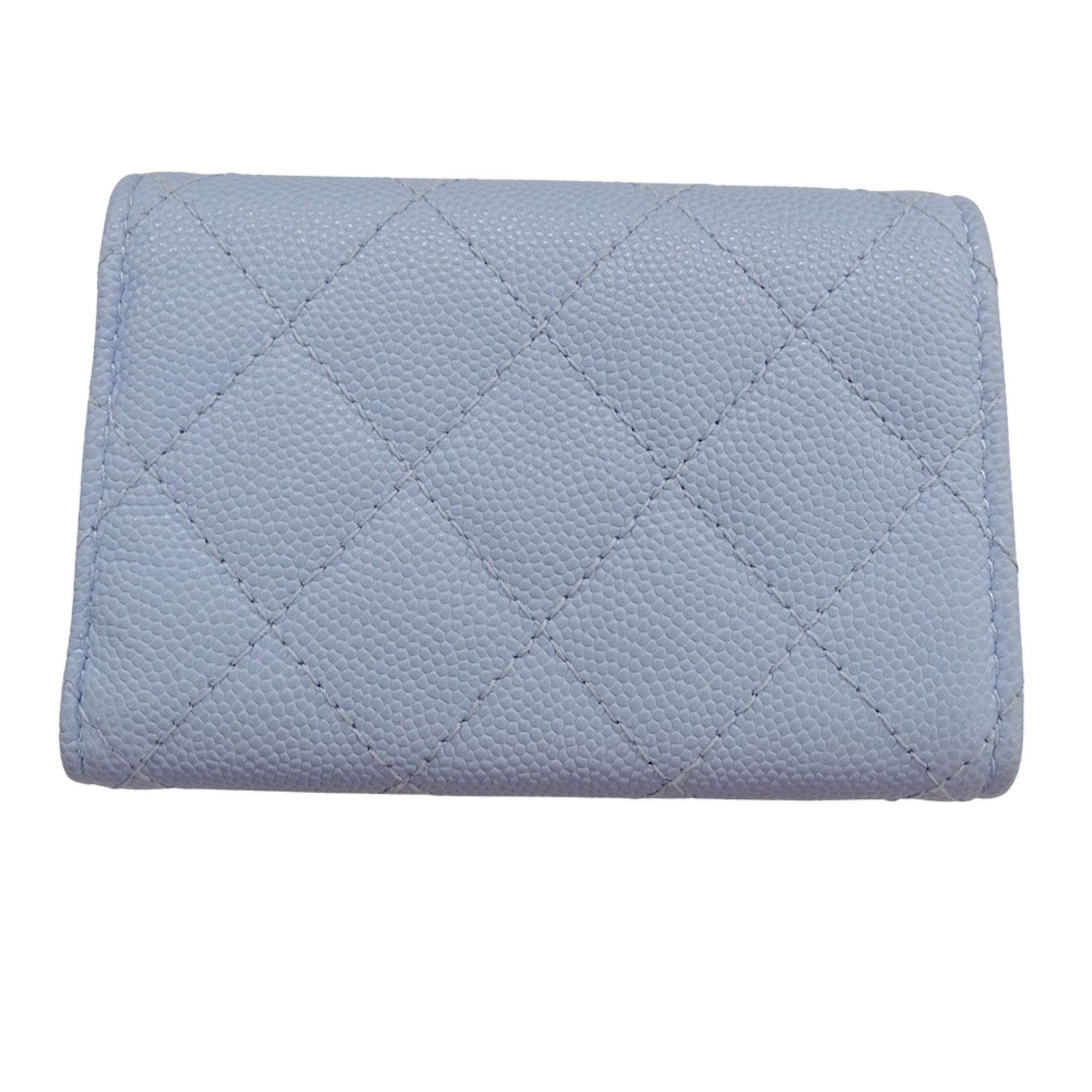 Chanel Light Blue Grained Calfskin Wallet (Tri-Fold) (Pre-Owned)