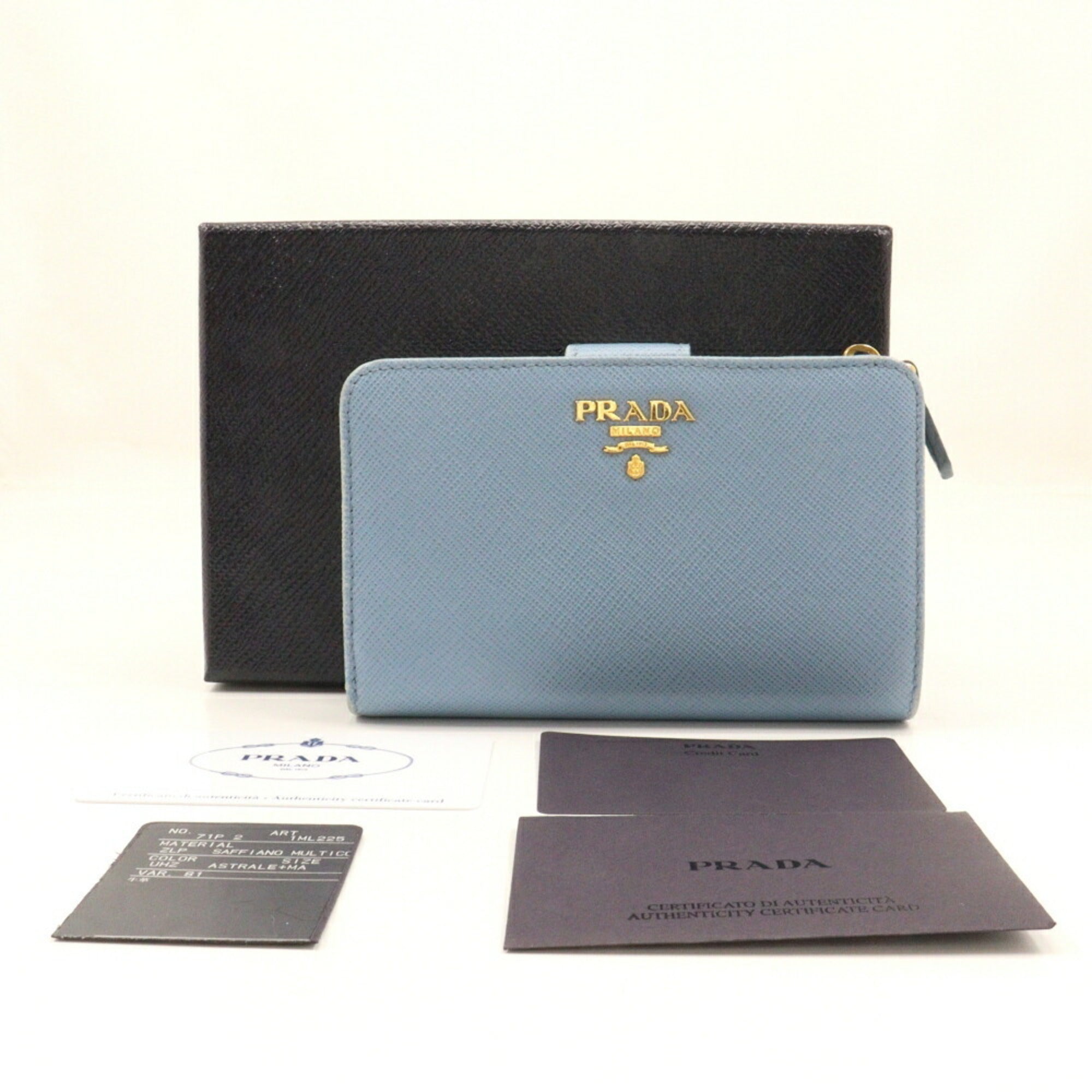 Prada Astrale Light Blue Saffiano Wallet (Bi-Fold) (Pre-Owned)