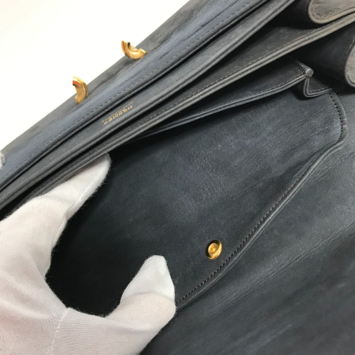 Hermes Gray Leather Shoulder Bag (Pre-Owned)