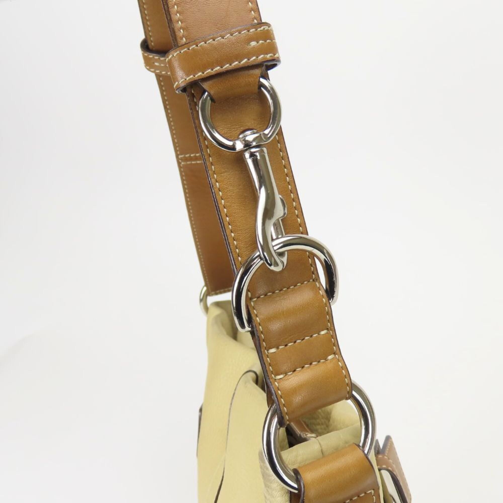 Coach Beige Brown Leather Shoulder Bag (Pre-Owned)