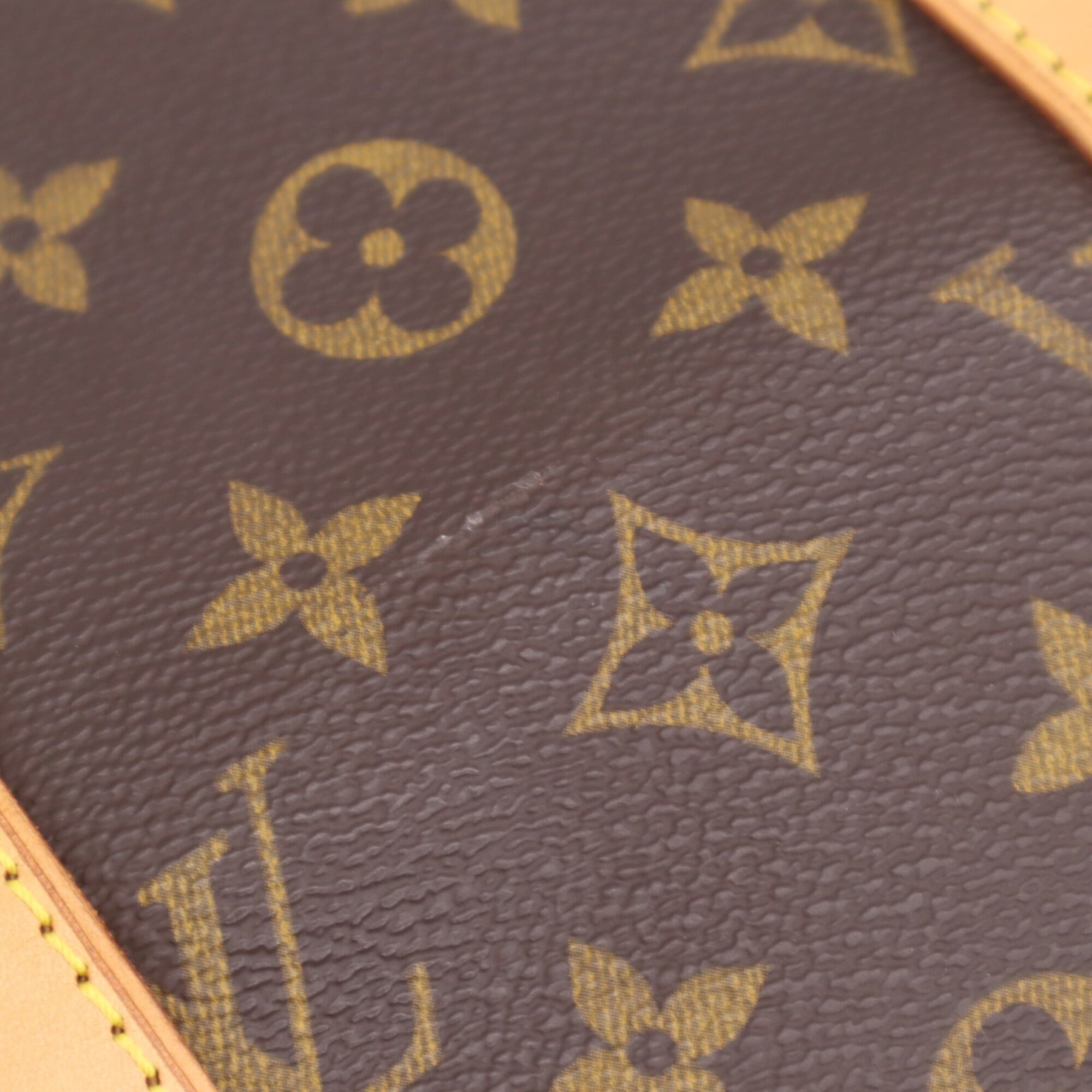 Louis Vuitton Beige Brown Coated Canvas Boston Bag (Pre-Owned)