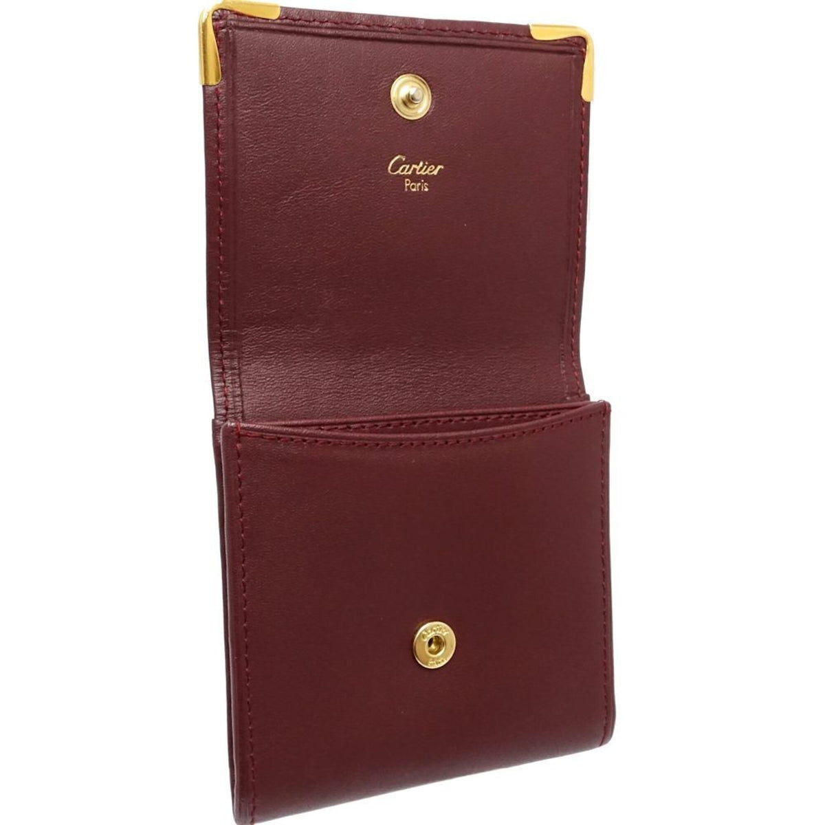 Cartier Must Bordeaux Leather Coin Purse/Coin Case (Pre-Owned)