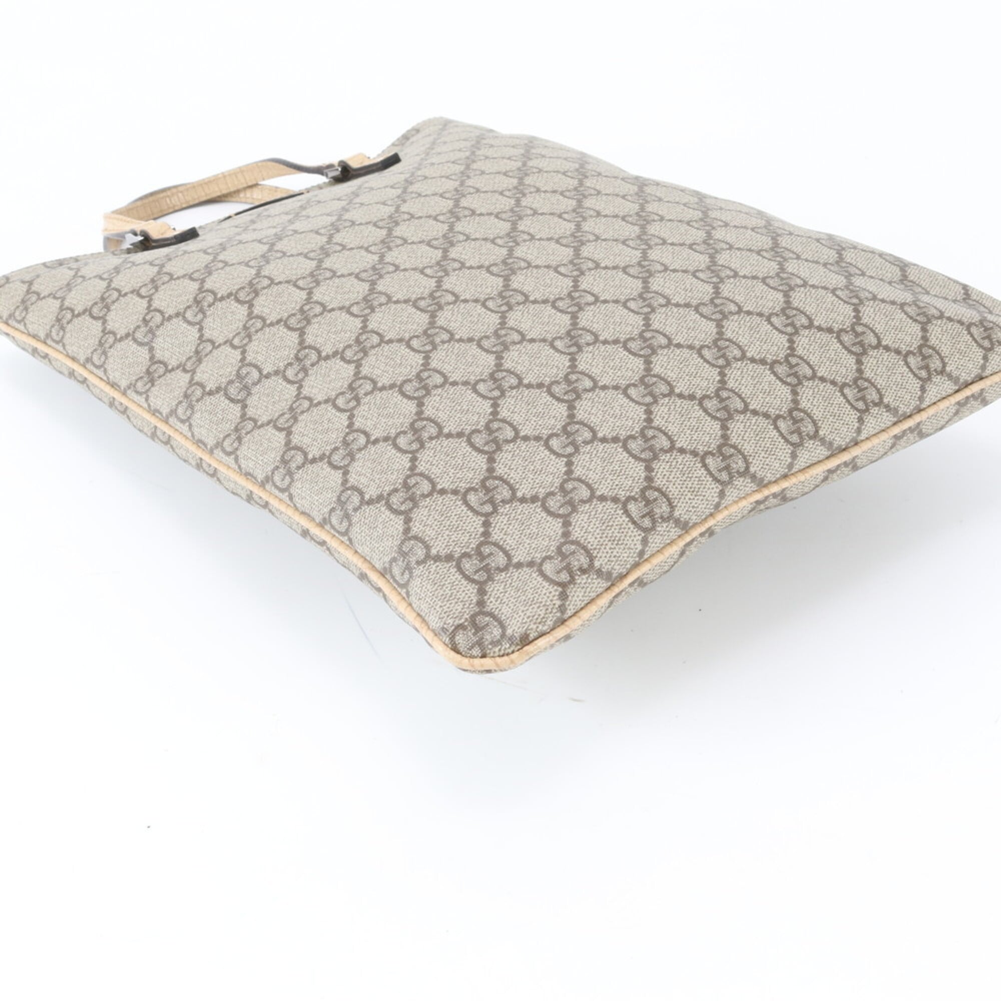 Gucci Beige Leather Coated Canvas Handbag Shoulder Bag Tote Bag (Pre-Owned)