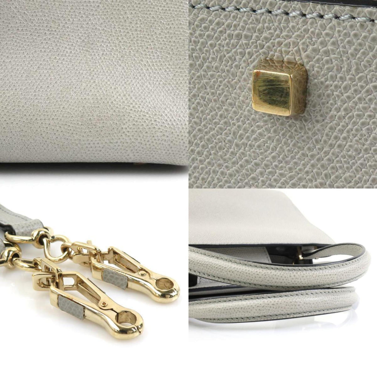 Valextra Gray Leather Handbag Shoulder Bag (Pre-Owned)