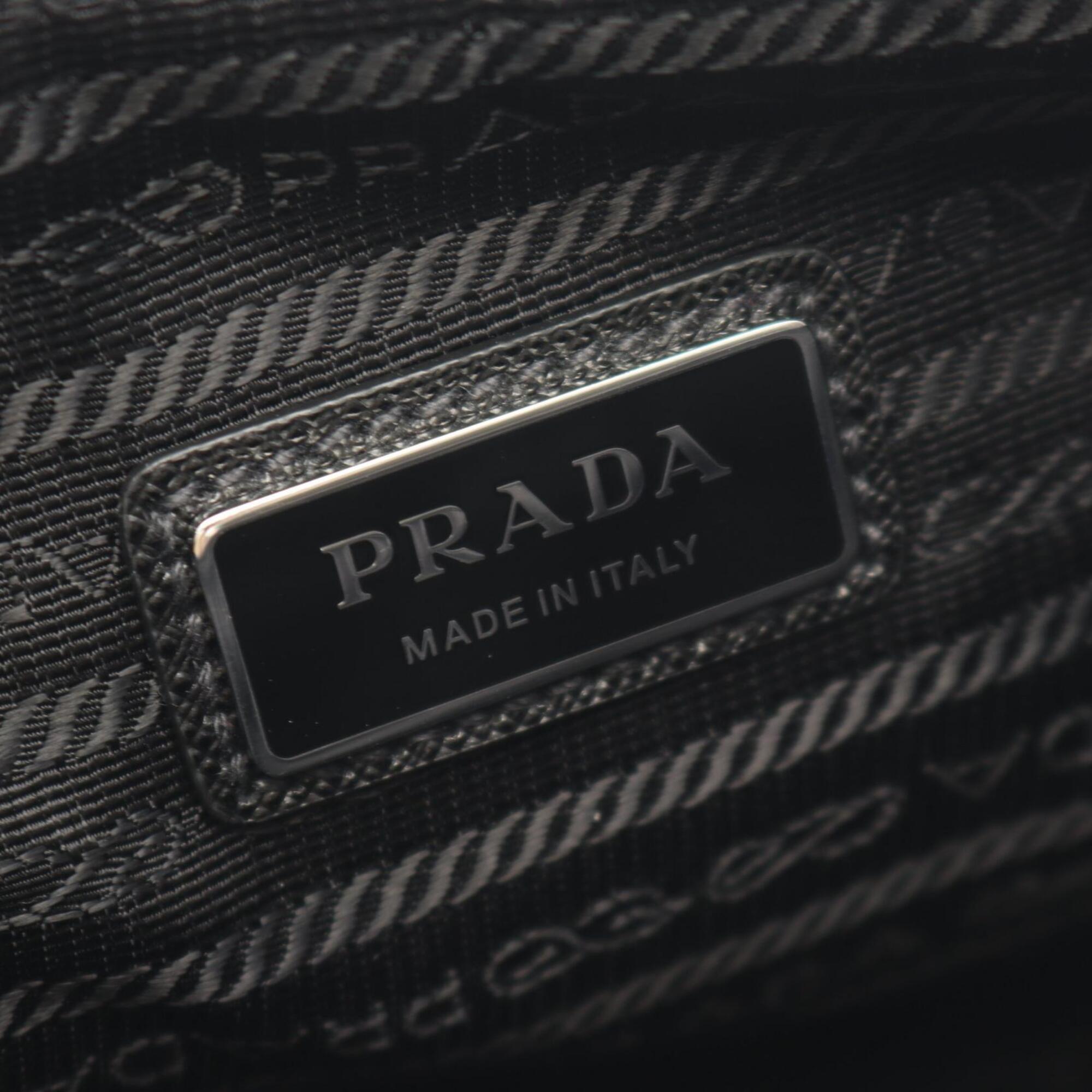 Prada Black Nylon Leather Handbag Pouch Shoulder Bag (Pre-Owned)