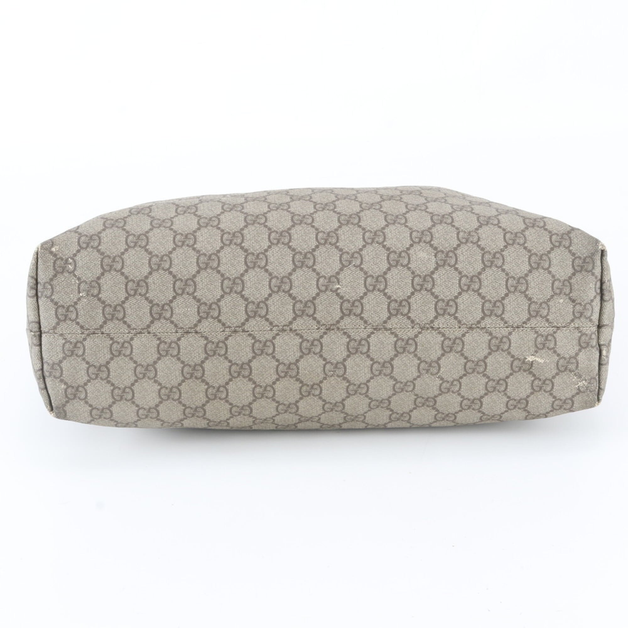 Gucci Beige Brown Leather Coated Canvas Handbag Tote Bag (Pre-Owned)