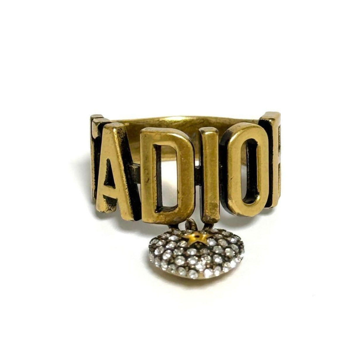 Christian Dior Metal Rhinestone Band Ring (Pre-Owned)