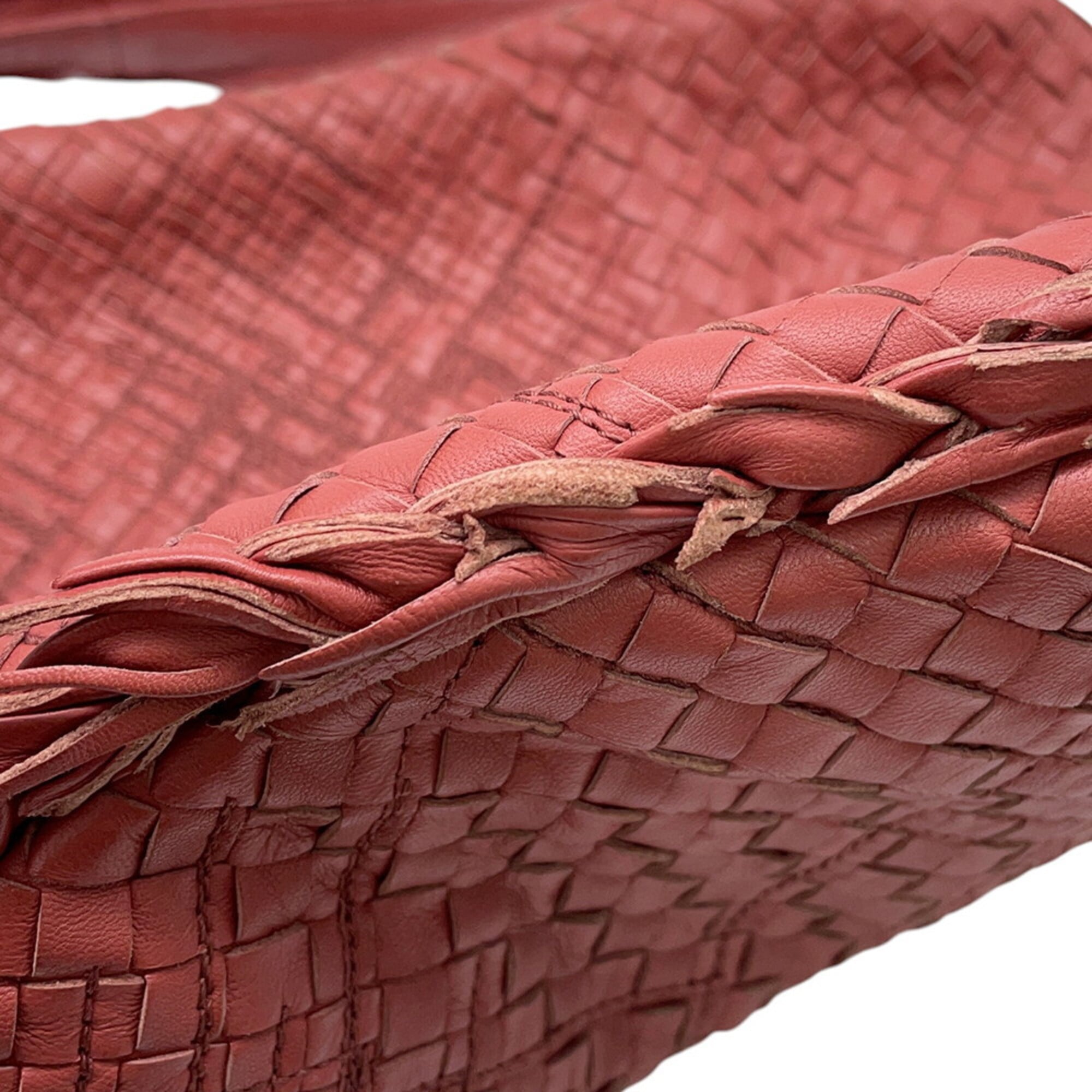 Bottega Veneta Intrecciato Red Color Leather Handbag Shoulder Bag (Pre-Owned)
