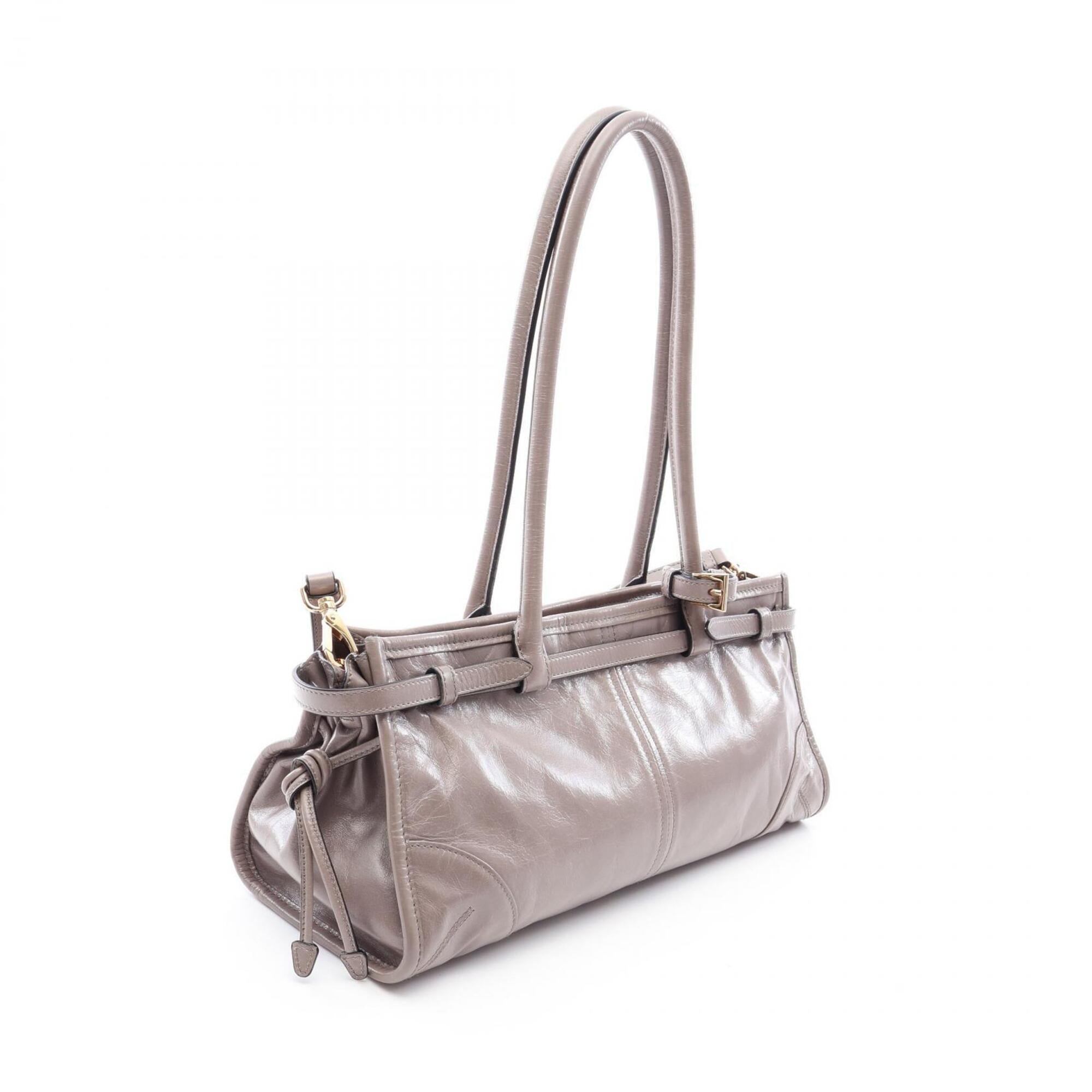 Prada Gray Leather Handbag (Pre-Owned)