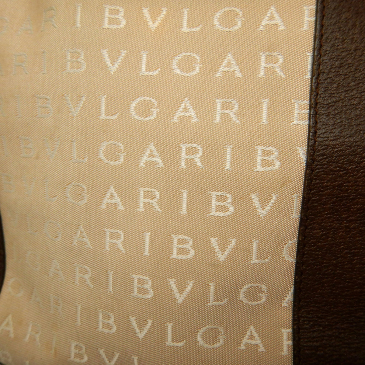 Bvlgari Logomania Beige Brown Canvas Leather Tote Bag (Pre-Owned)