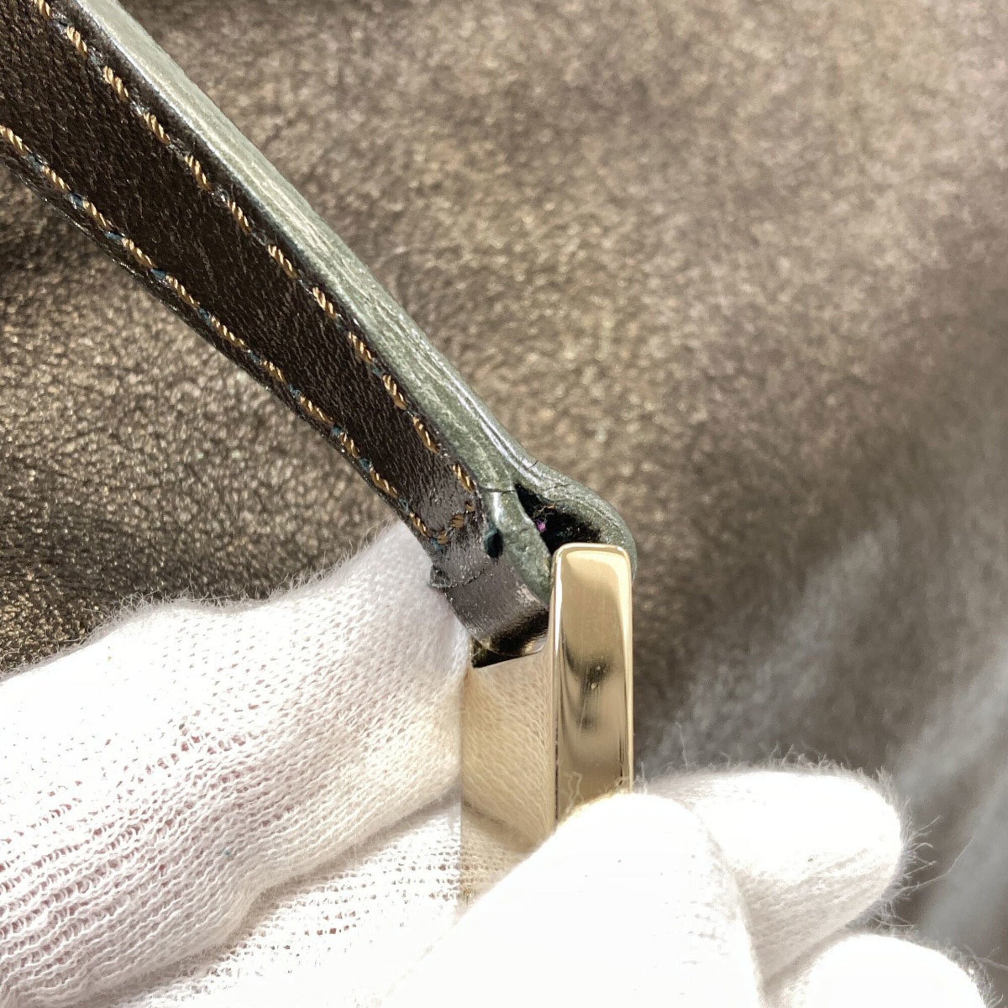 Tiffany Bronze Leather Pouch Tote Bag (Pre-Owned)
