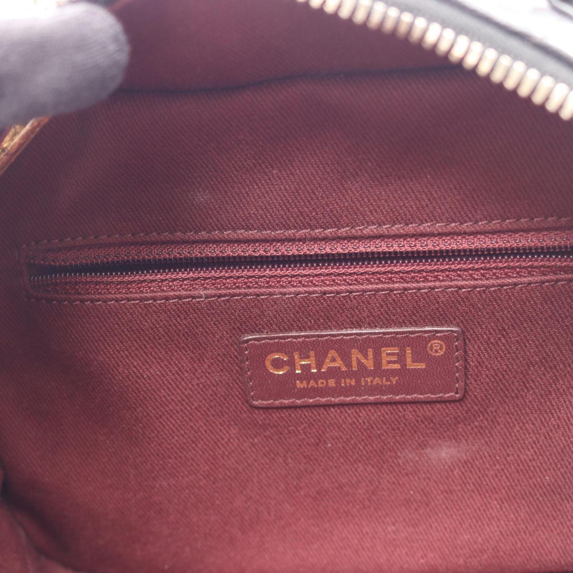 Chanel Black Leather Handbag Shoulder Bag Vanity Bag (Pre-Owned)