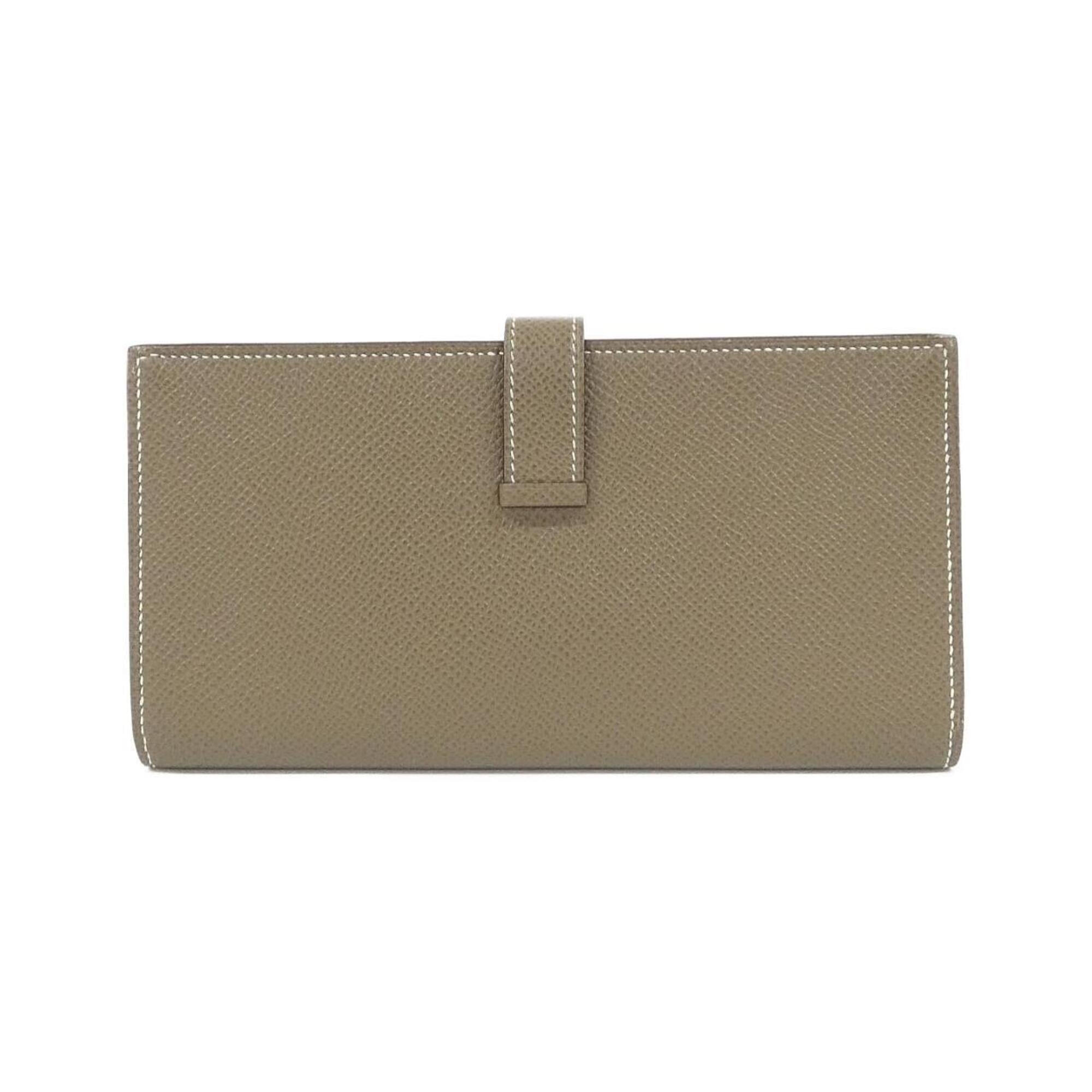 Hermes Etoupe Gray Soufre Epsom Leather Long Wallet (Bi-Fold) (Pre-Owned)