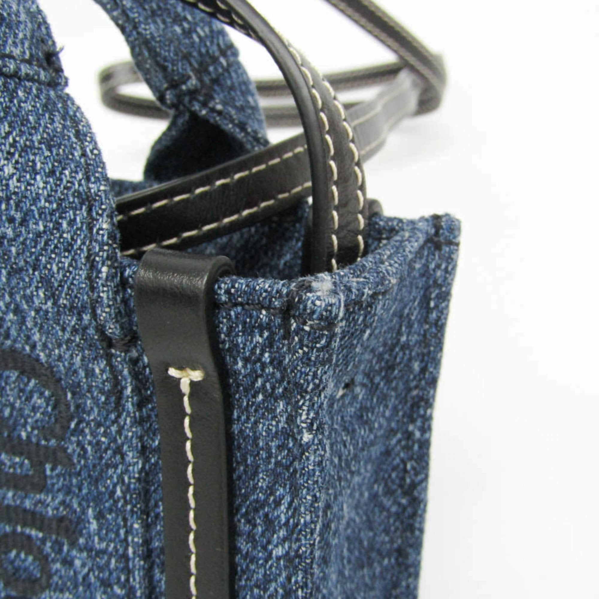 Chloé Black Blue Denim Leather Handbag Shoulder Bag (Pre-Owned)