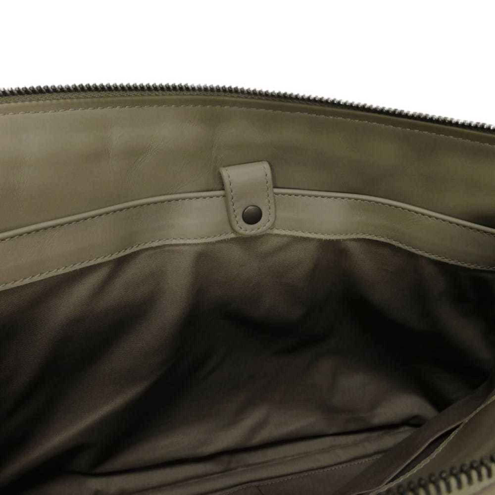 Bottega Veneta Gray Leather Clutch Bag (Pre-Owned)