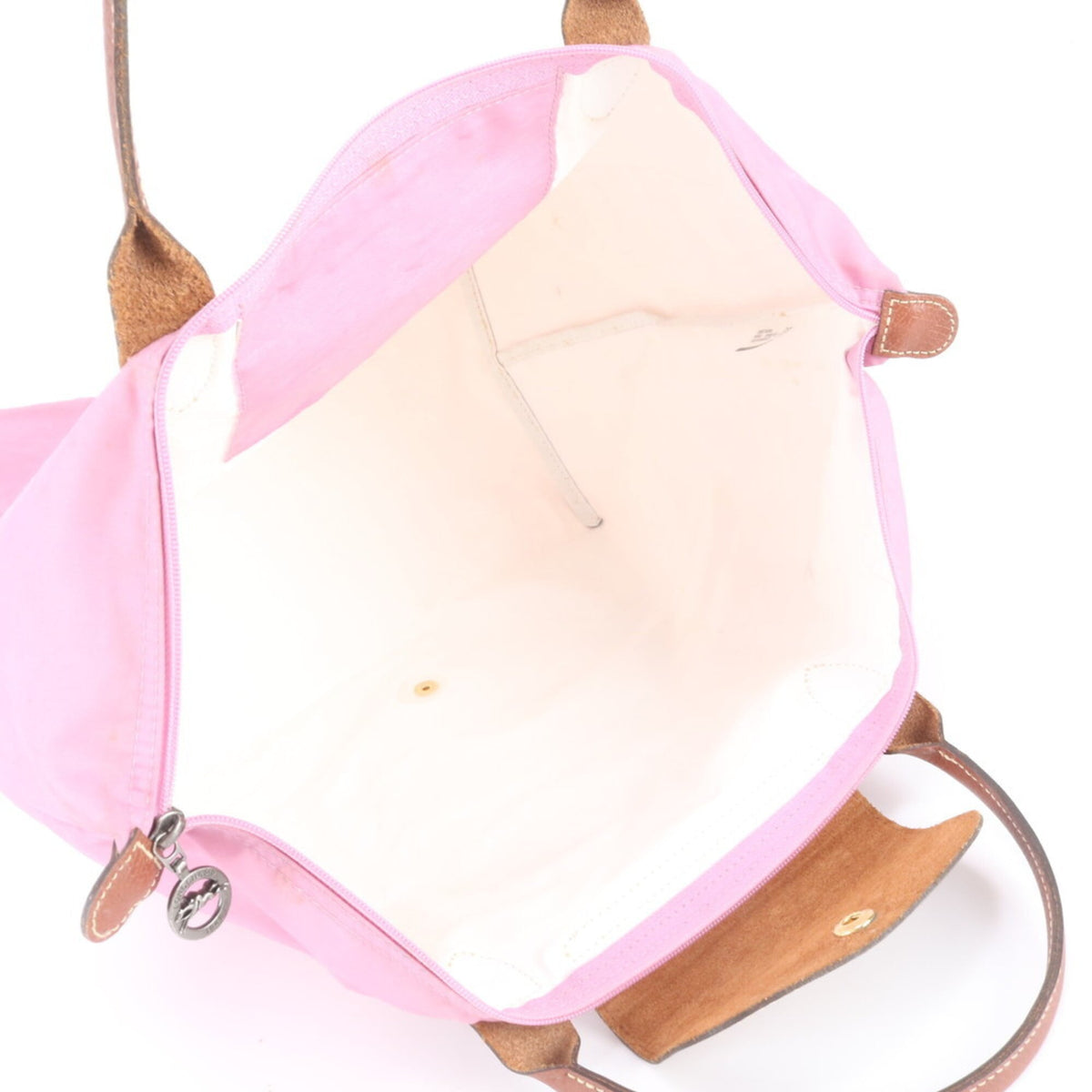Longchamp Pink Leather Nylon Handbag Shoulder Bag Tote Bag (Pre-Owned)