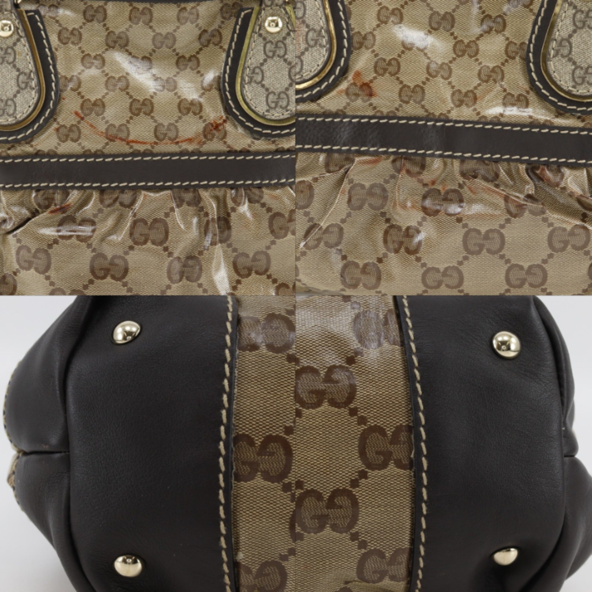 Gucci Brown Coated Canvas Tote Bag (Pre-Owned)