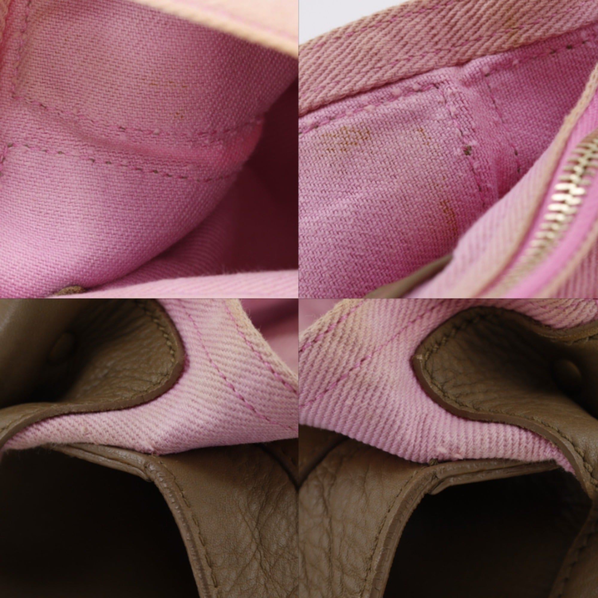 Yves Saint Laurent Brown Pink Leather Canvas Handbag (Pre-Owned)