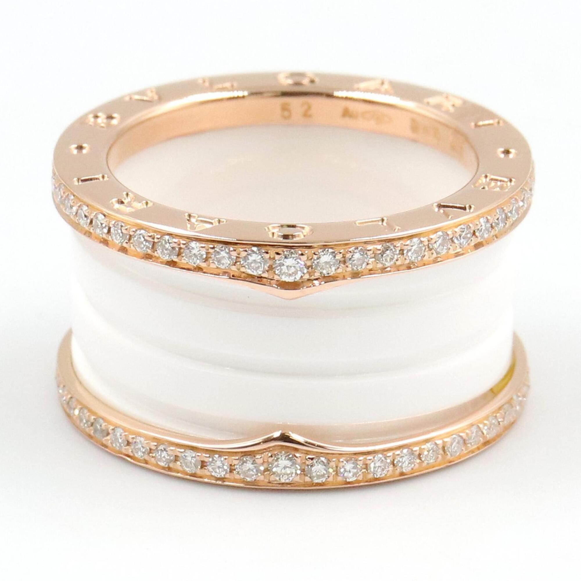Bvlgari Gold Clear White Pink Gold (18K) Ceramic Band Ring (Pre-Owned)