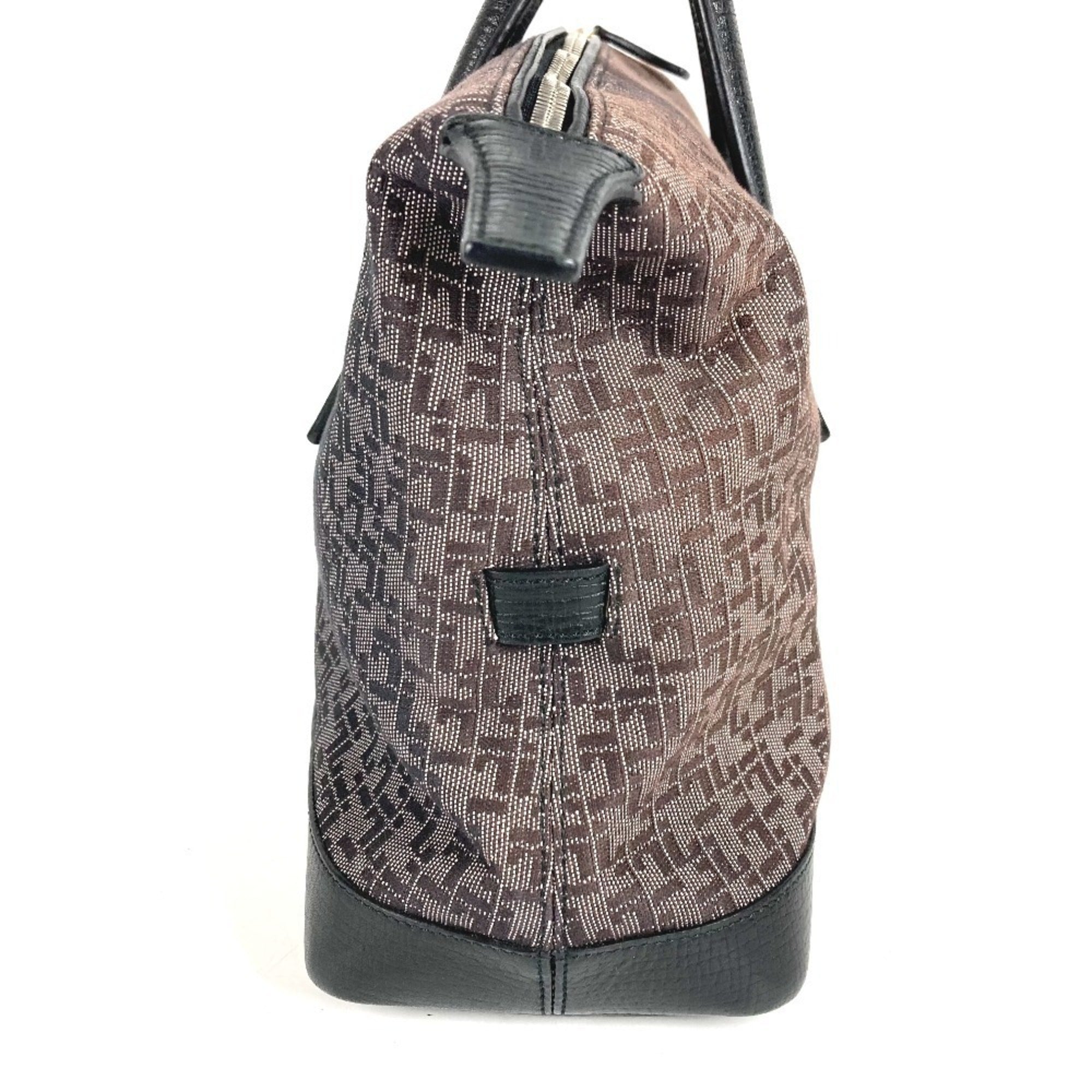 Loewe Black Leather Canvas Handbag Tote Bag (Pre-Owned)