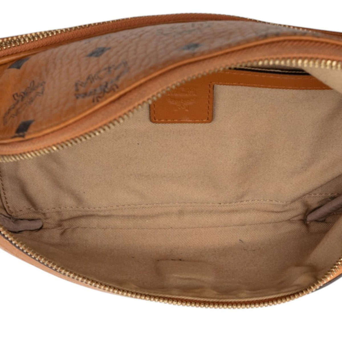 Mcm Visetos Brown Leather Pvc Sling Bag (Pre-Owned)