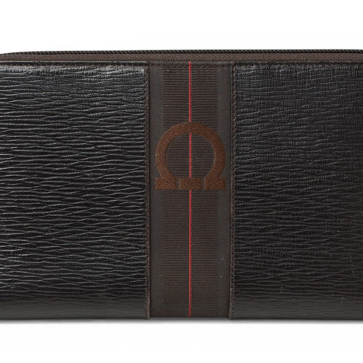 Salvatore Ferragamo Gancini Dark Brown Red Color Leather Long Wallet (Bi-Fold) (Pre-Owned)