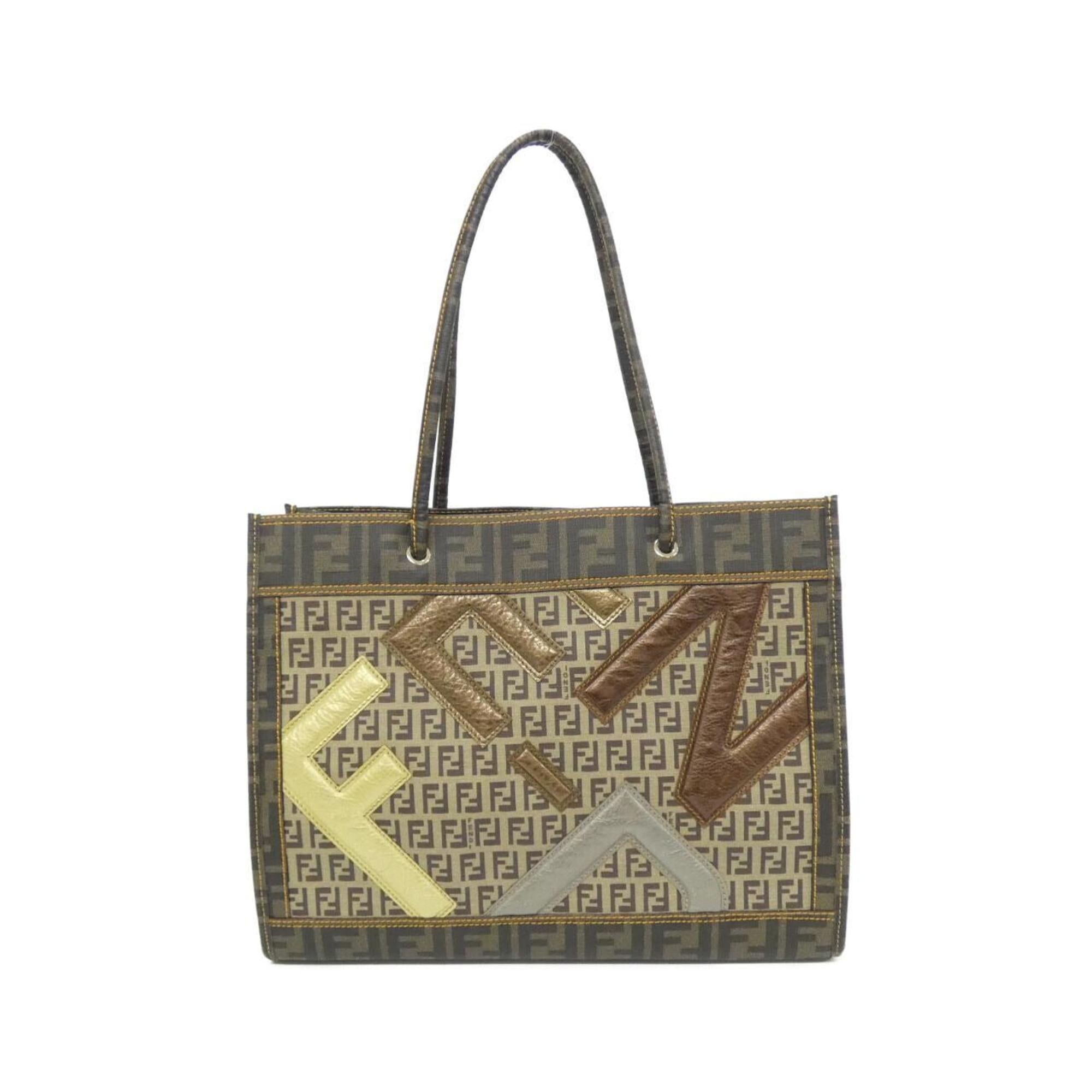 Fendi Beige Coated Canvas Leather Handbag (Pre-Owned)