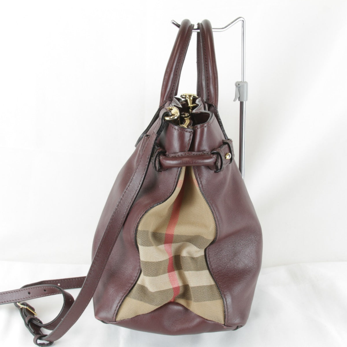 Burberry Brown Leather Canvas Tote Bag (Pre-Owned)
