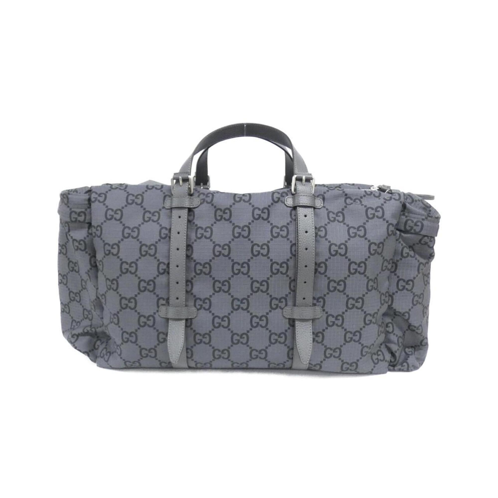 Gucci Black Dark Gray Polyester Boston Bag (Pre-Owned)