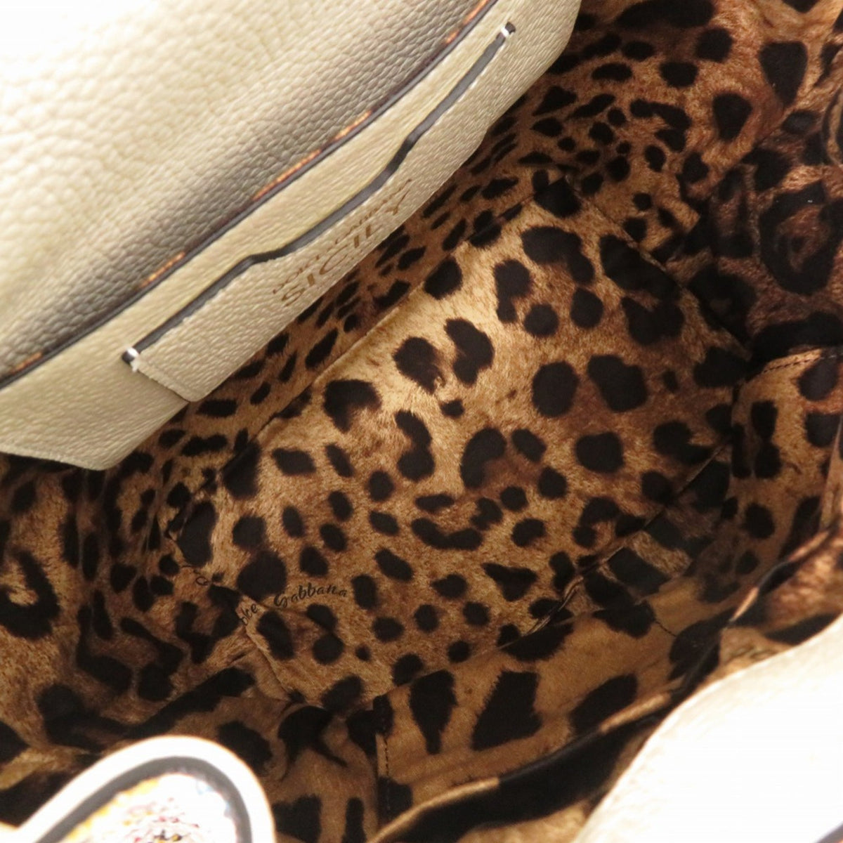 Dolce & Gabbana Sicily Multi-Color White Leather Backpack (Pre-Owned)