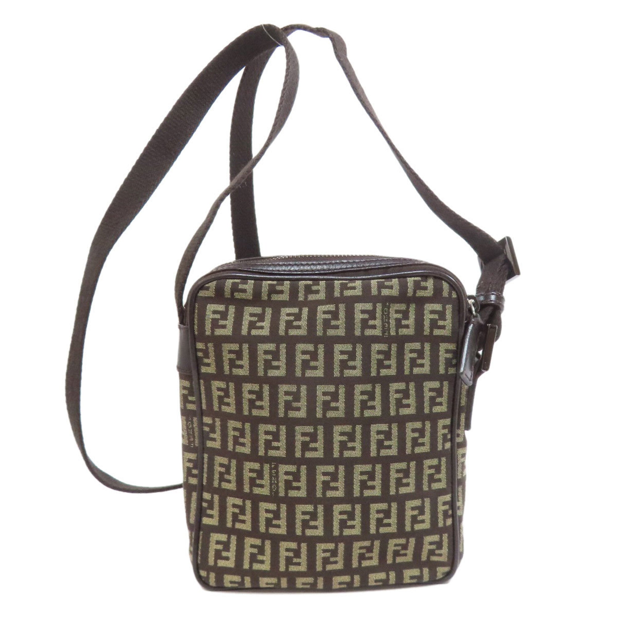 Fendi Dark Brown Canvas Shoulder Bag (Pre-Owned)