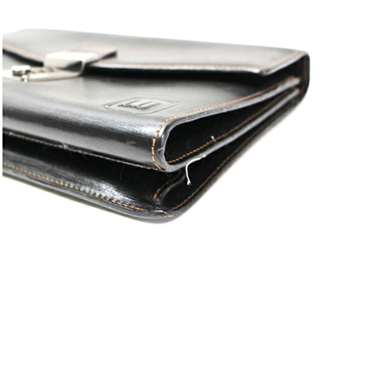 Dunhill Black Brown Leather Clutch Bag (Pre-Owned)
