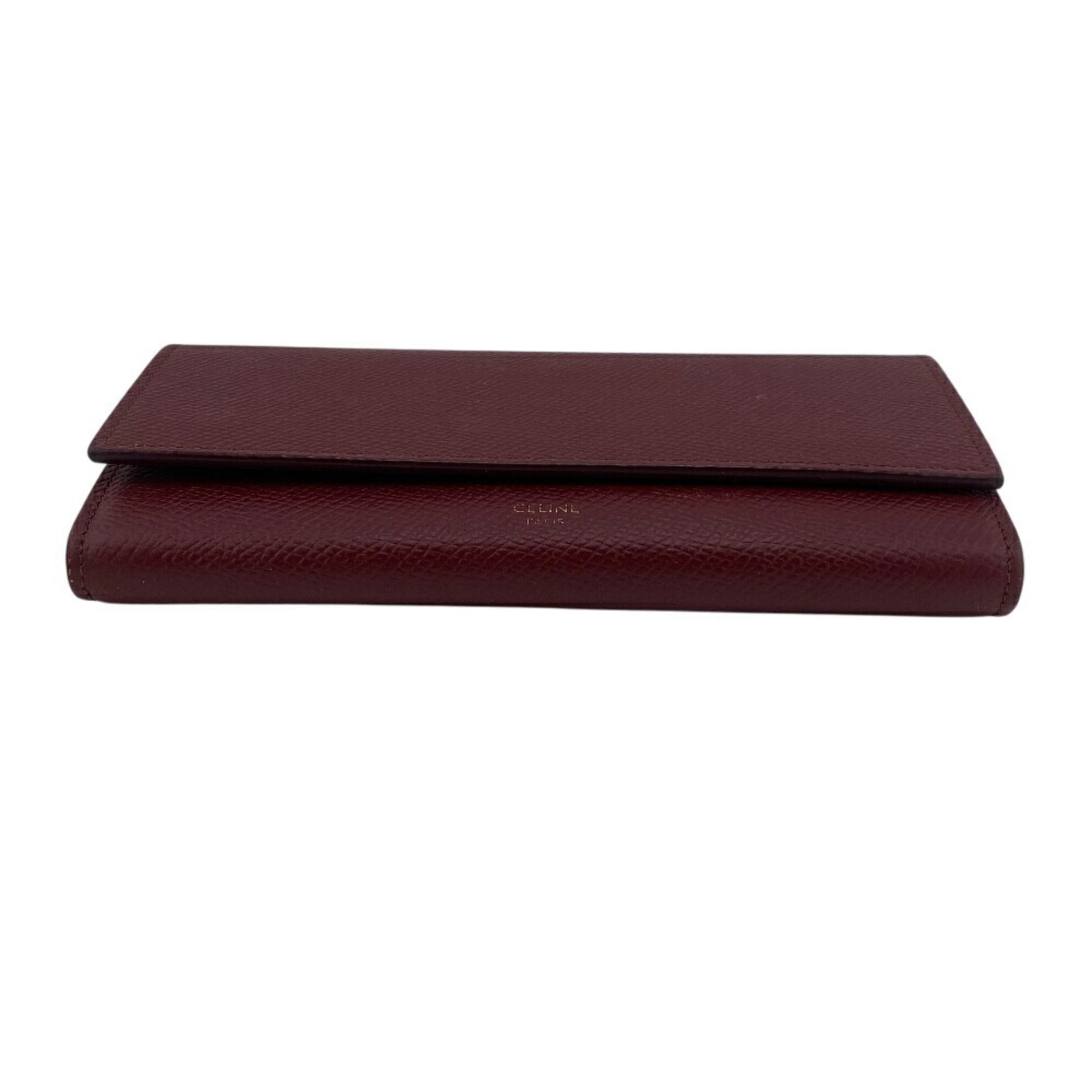 Celine Bordeaux Leather Long Wallet (Bi-Fold) (Pre-Owned)