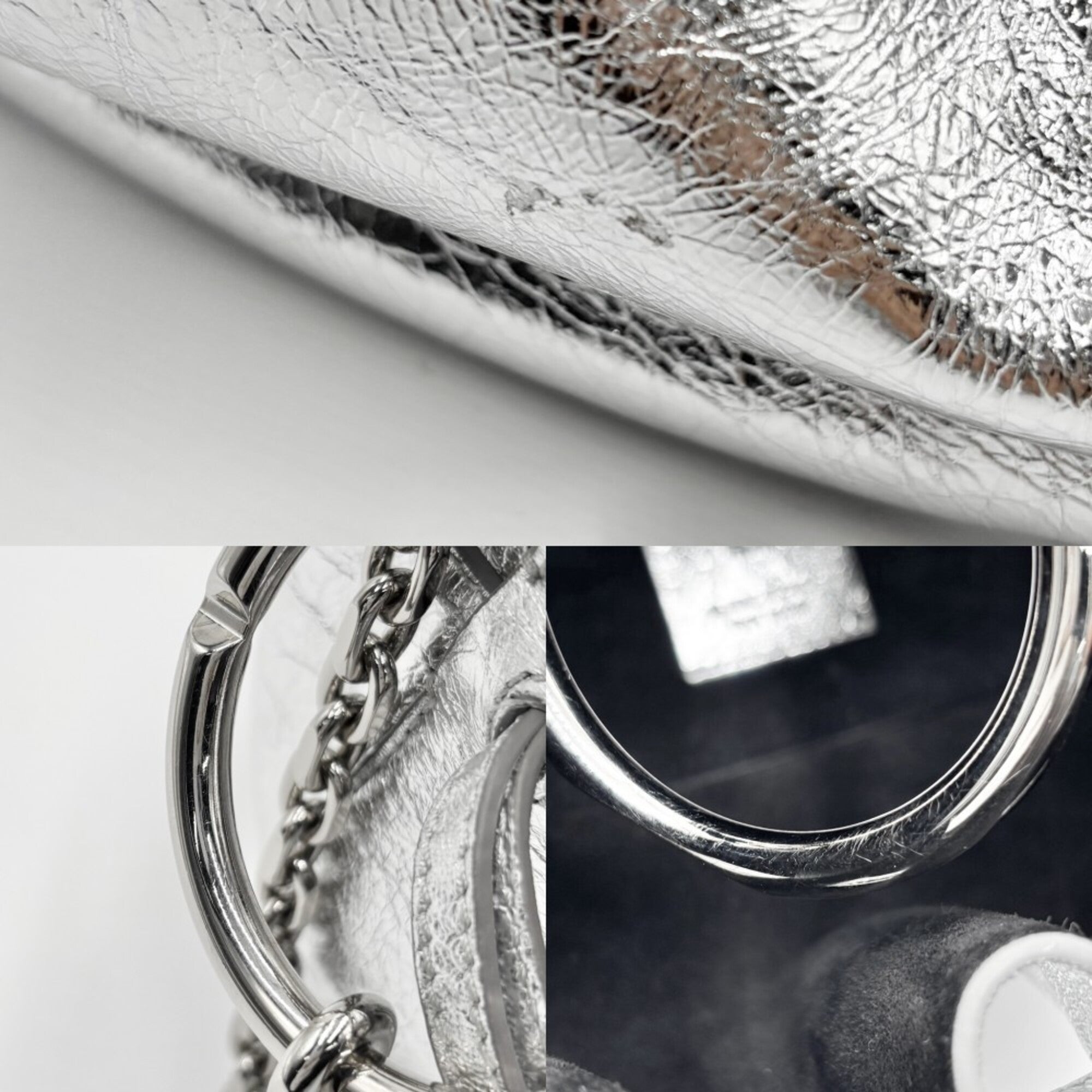 Givenchy Silver Leather Handbag Shoulder Bag (Pre-Owned)