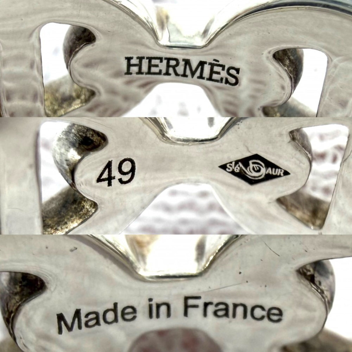 Hermes Silver 925 Band Ring (Pre-Owned)