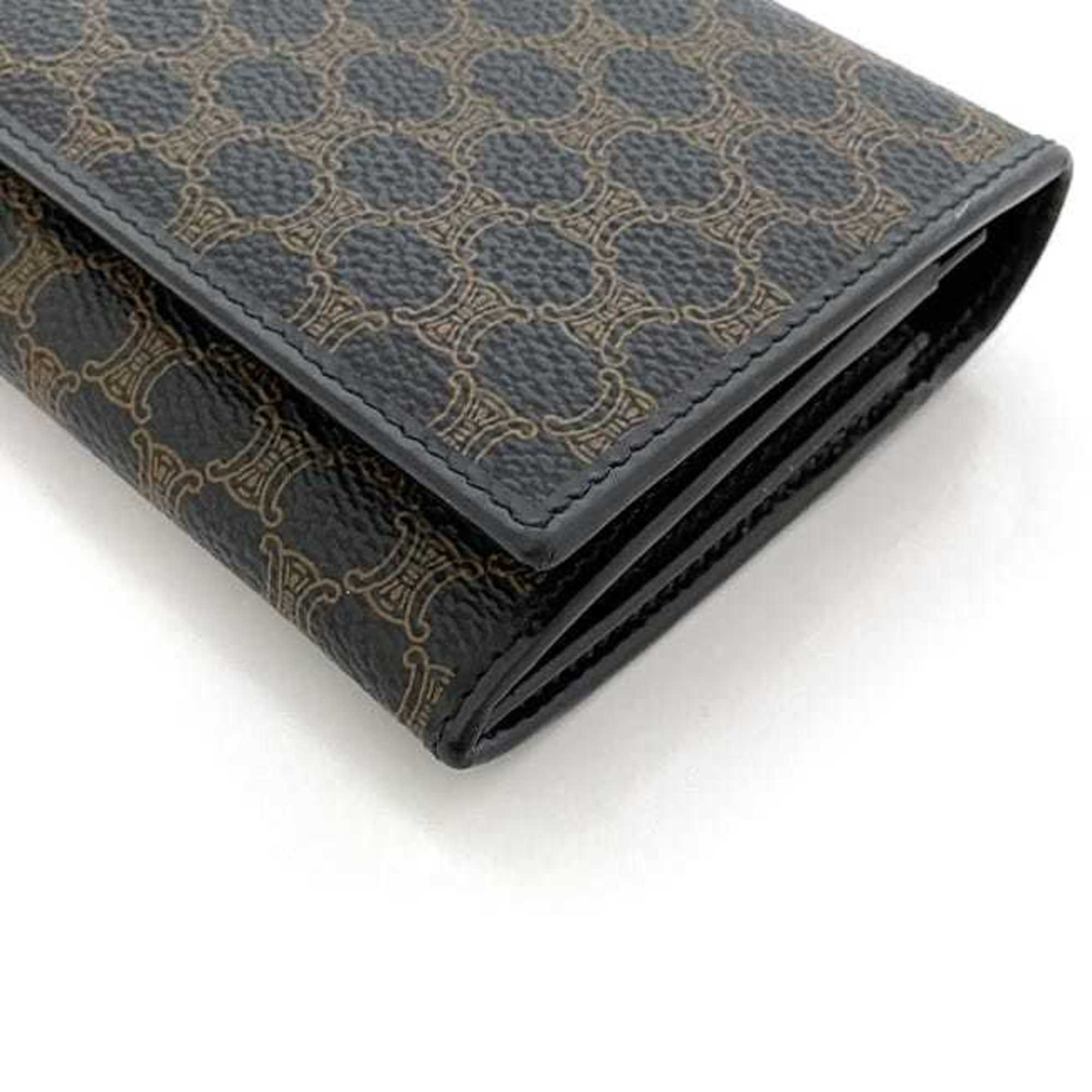 Celine Black Brown Pvc Leather Long Wallet (Bi-Fold) (Pre-Owned)