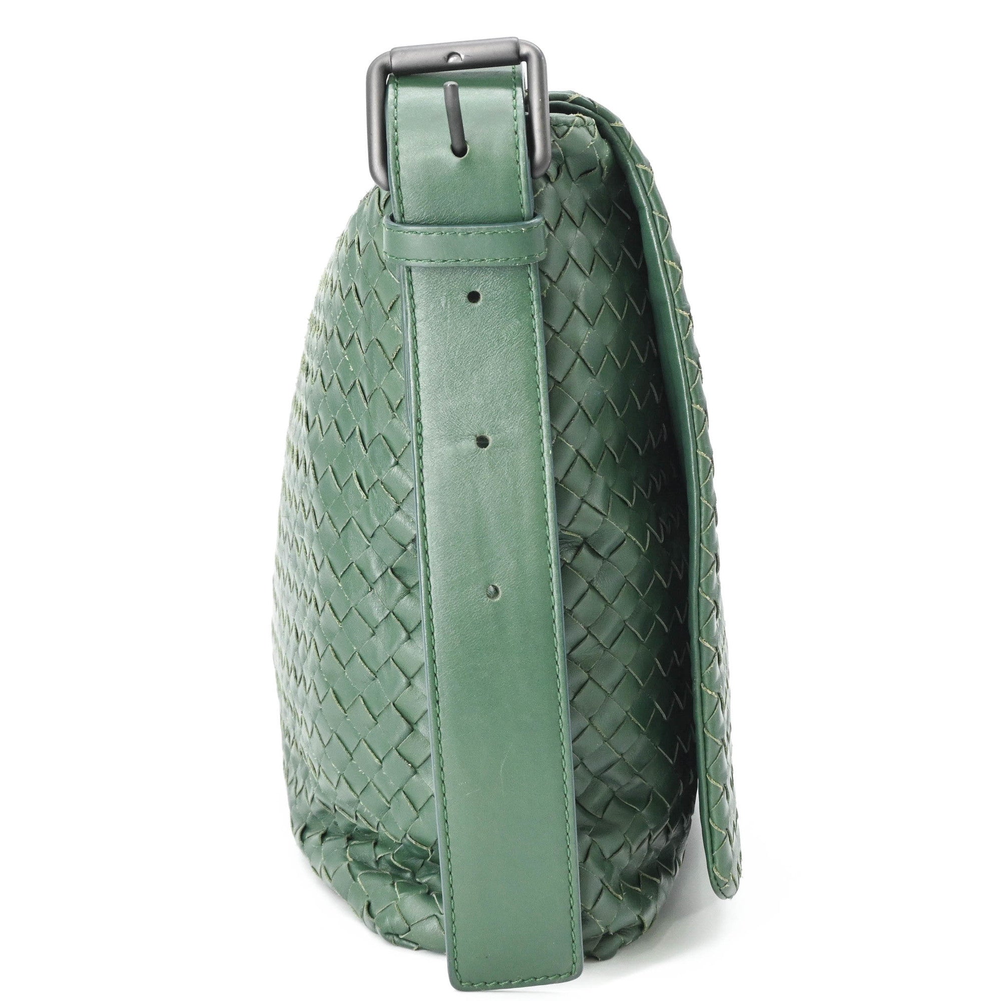 Bottega Veneta Intrecciato Green Intrecciato Shoulder Bag (Pre-Owned)