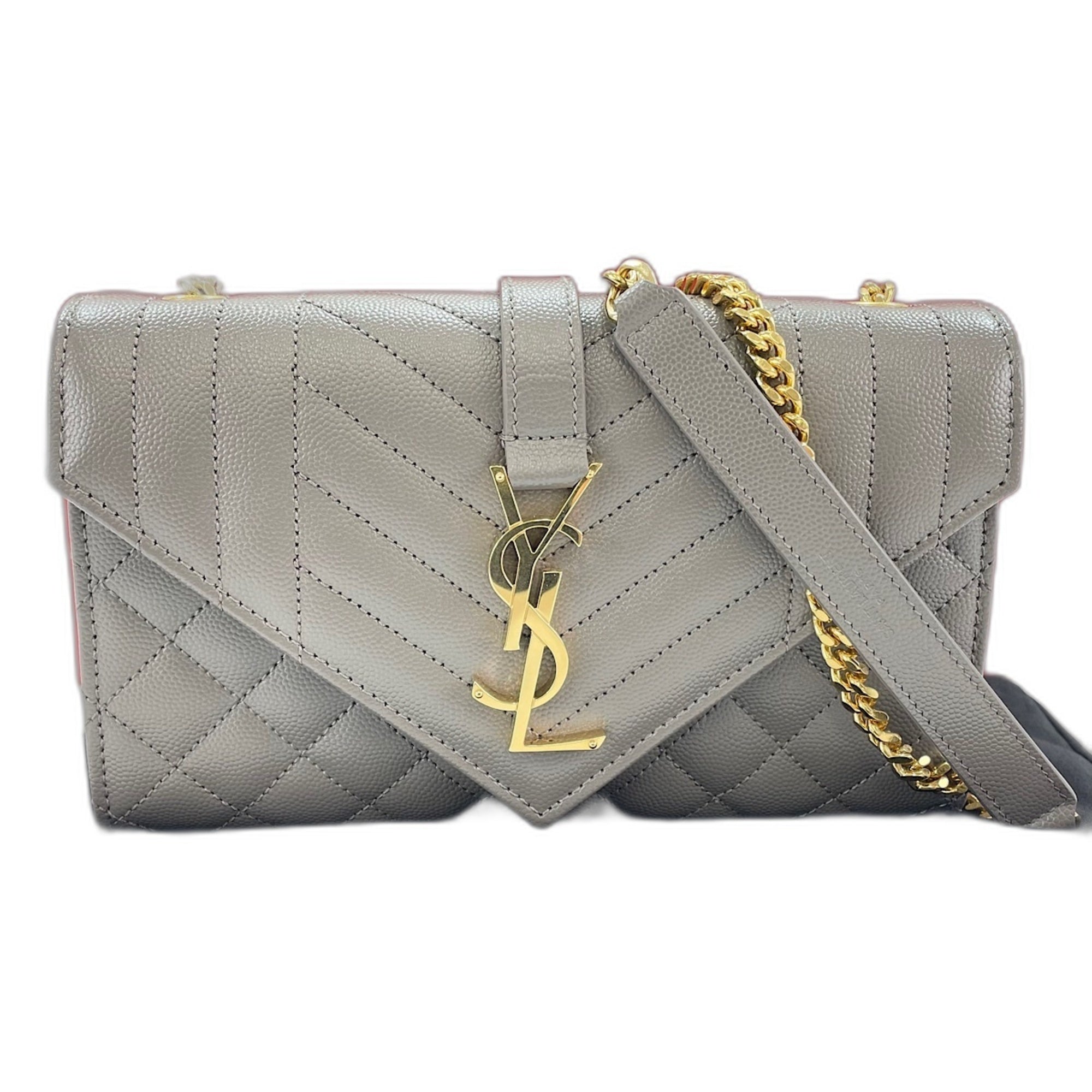 Yves Saint Laurent Gray Leather Shoulder Bag (Pre-Owned)